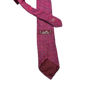 HERMÈS Paris Silk Necktie‎ Burgundy Red Pattern Designer Menswear FLAWED